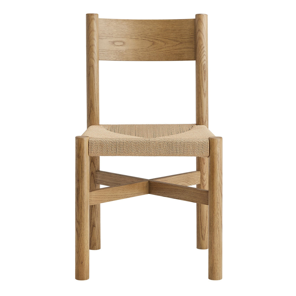 Chaise de salle à manger Alvia en bois de chêne avec assise tressée