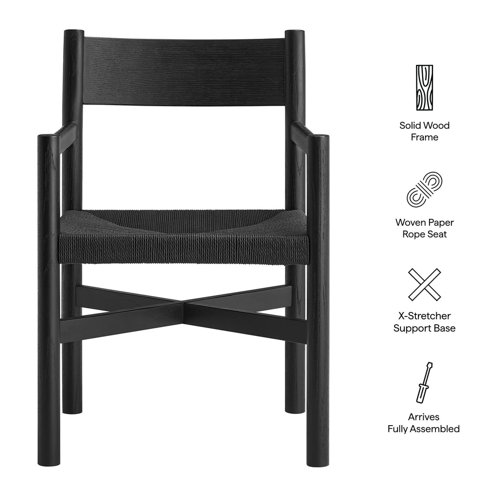 Fauteuils de salle à manger Alvia en bois de chêne avec sièges tissés (lot de 2)