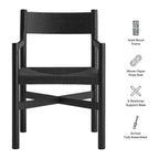 Fauteuils de salle à manger Alvia en bois de chêne avec sièges tissés (lot de 2)