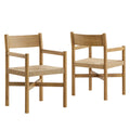 Fauteuils de salle à manger Alvia en bois de chêne avec sièges tissés (lot de 2)