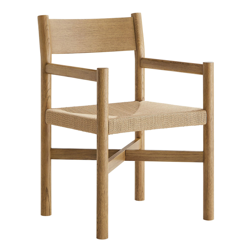 Fauteuils de salle à manger Alvia en bois de chêne avec sièges tissés (lot de 2)