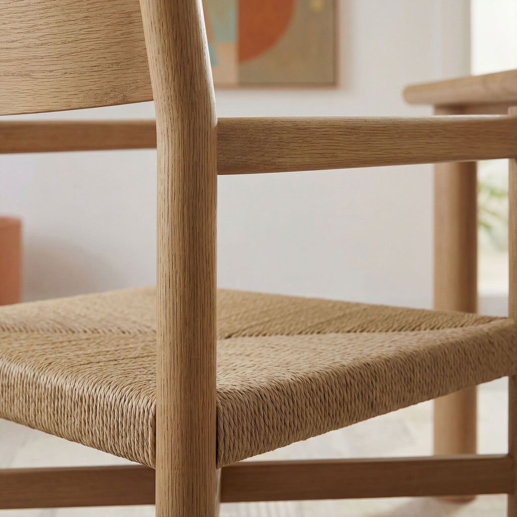 Fauteuils de salle à manger Alvia en bois de chêne avec sièges tissés (lot de 2)