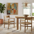 Fauteuils de salle à manger Alvia en bois de chêne avec sièges tissés (lot de 2)