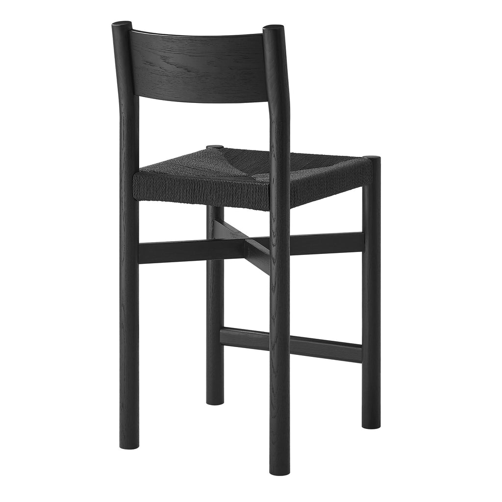 Tabourets de comptoir en bois de chêne Alvia avec assise tissée - Lot de 2