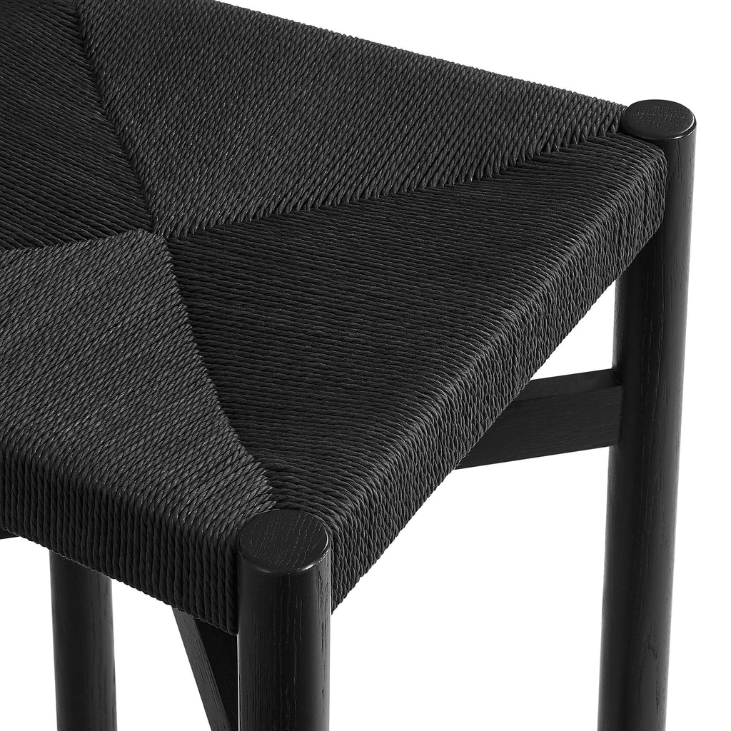 Tabourets de comptoir en bois de chêne Alvia avec assise tissée - Lot de 2