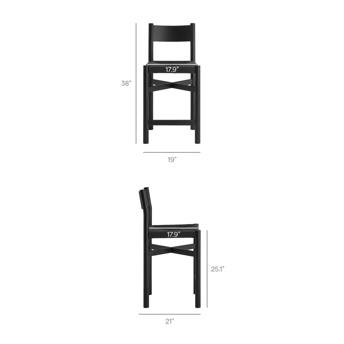 Tabourets de comptoir en bois de chêne Alvia avec assise tissée - Lot de 2