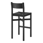 Tabourets de bar Alvia en bois de chêne avec assise tressée, lot de 2