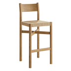 Tabourets de bar Alvia en bois de chêne avec assise tressée, lot de 2