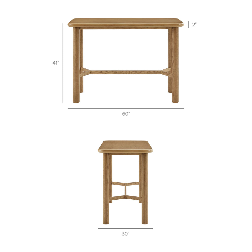 Table de bar rectangulaire Alvia 60 en bois de chêne