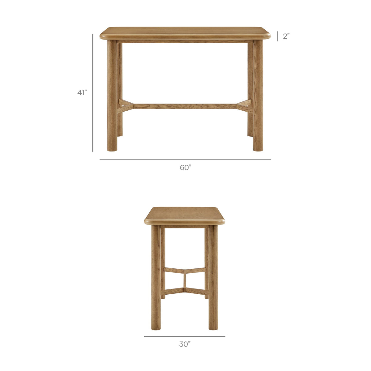 Table de bar rectangulaire Alvia 60 en bois de chêne