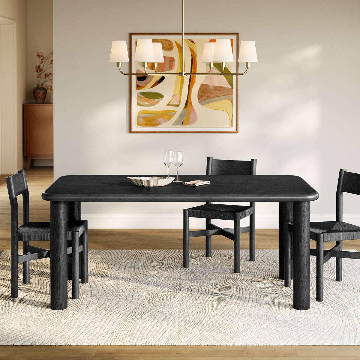 Table de salle à manger rectangulaire en bois de chêne Alvia 72