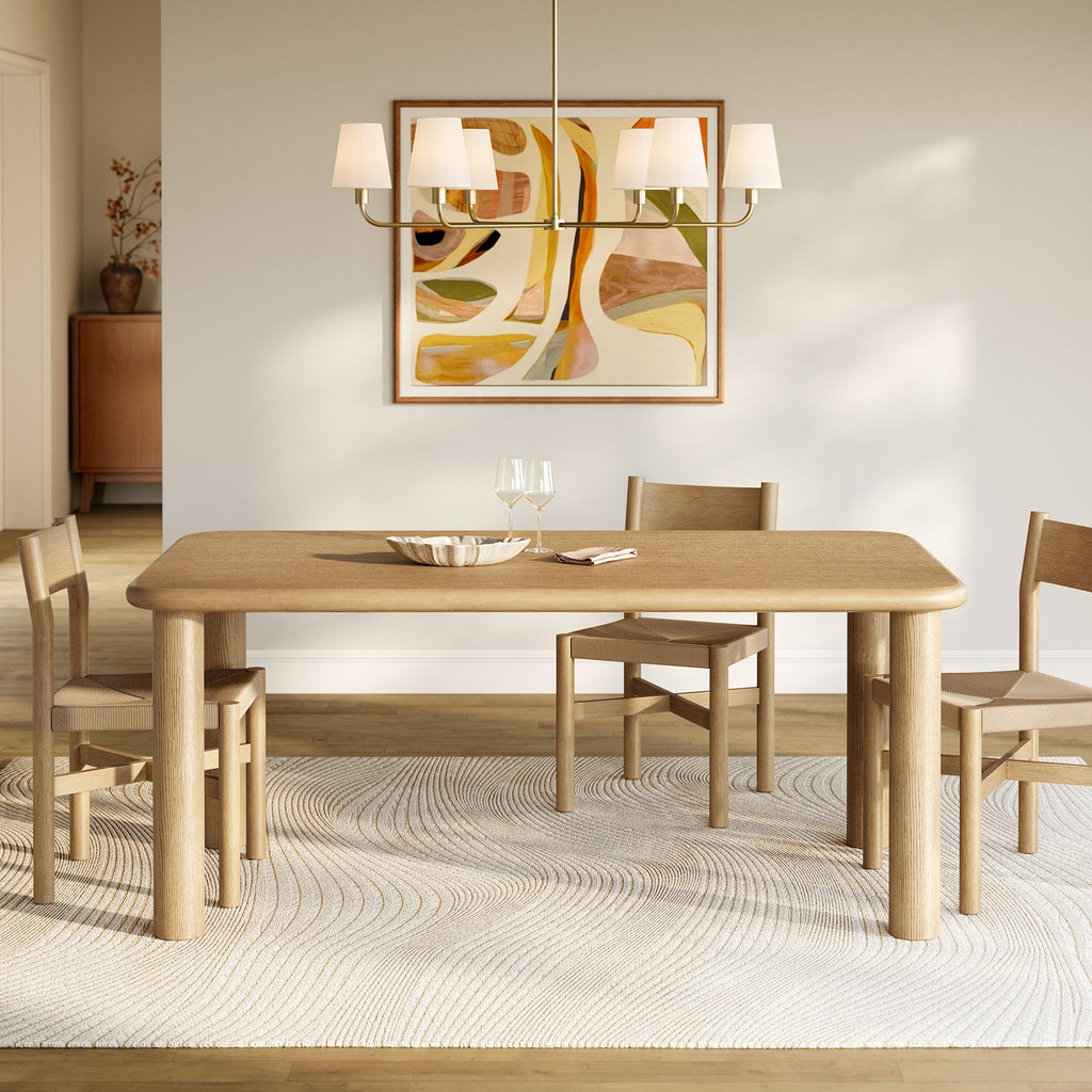 Table de salle à manger rectangulaire en bois de chêne Alvia 72