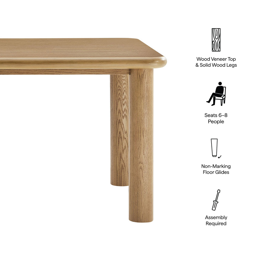 Table de salle à manger rectangulaire en bois de chêne Alvia 72