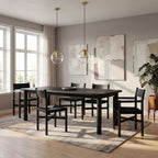 Table de salle à manger rectangulaire extensible en bois de chêne Alvia 86"-105"