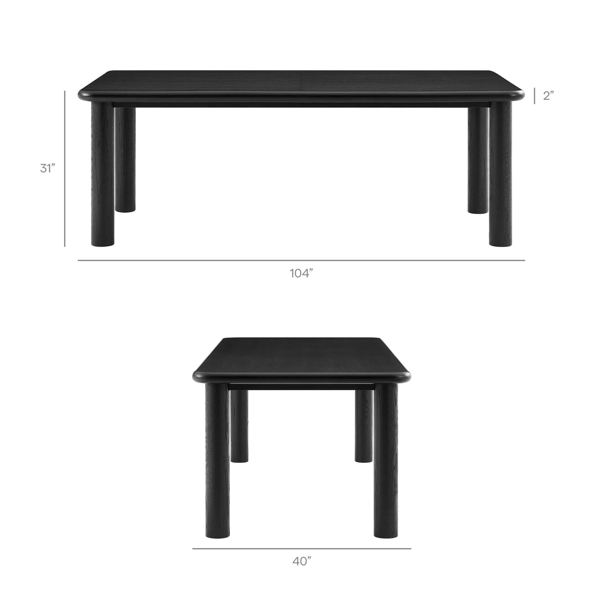 Table de salle à manger rectangulaire extensible en bois de chêne Alvia 86"-105"