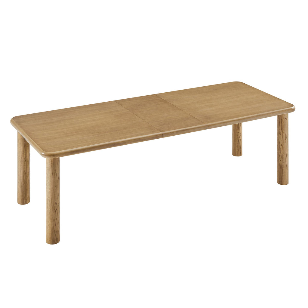 Table de salle à manger rectangulaire extensible en bois de chêne Alvia 86"-105"
