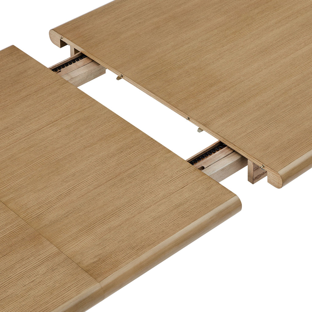 Table de salle à manger rectangulaire extensible en bois de chêne Alvia 86"-105"