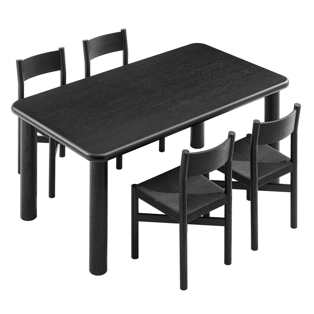 Ensemble table et chaises de salle à manger 5 pièces Alvia en bois de chêne