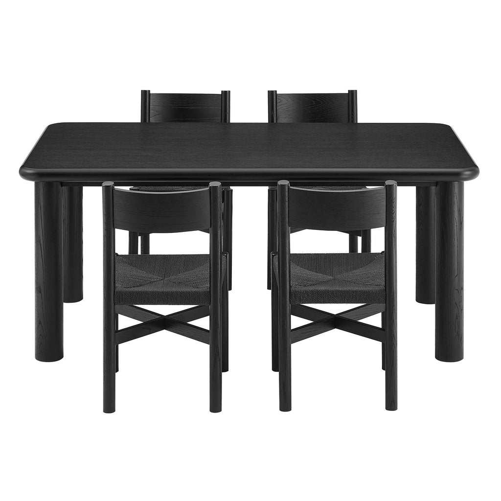 Ensemble table et chaises de salle à manger 5 pièces Alvia en bois de chêne