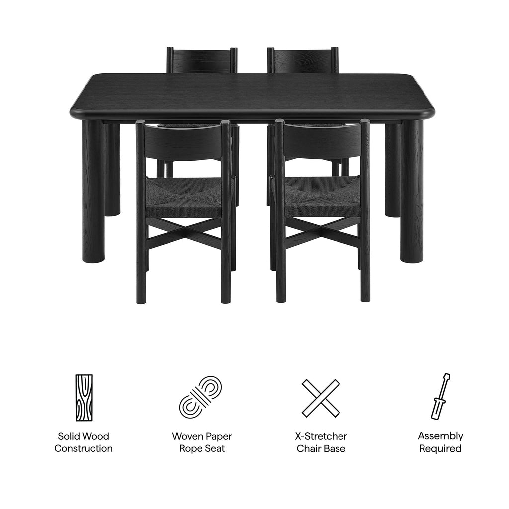 Ensemble table et chaises de salle à manger 5 pièces Alvia en bois de chêne
