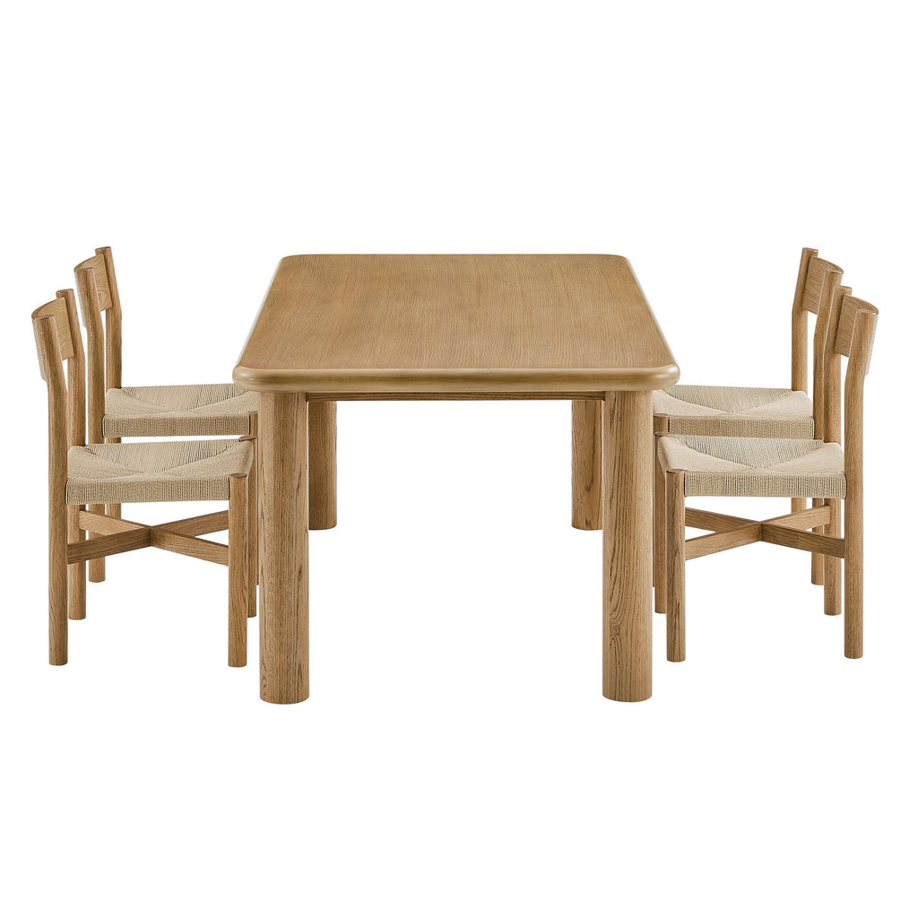 Ensemble table et chaises de salle à manger 5 pièces Alvia en bois de chêne