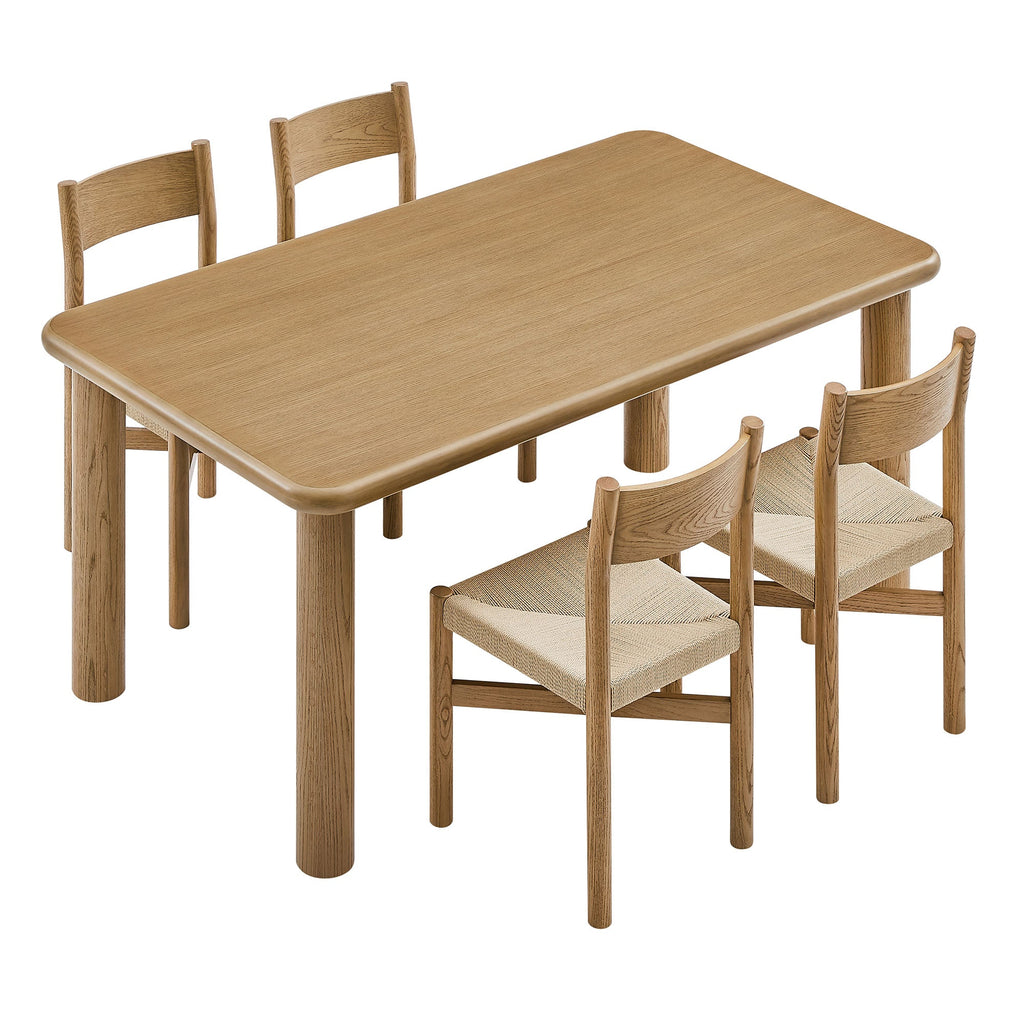 Ensemble table et chaises de salle à manger 5 pièces Alvia en bois de chêne