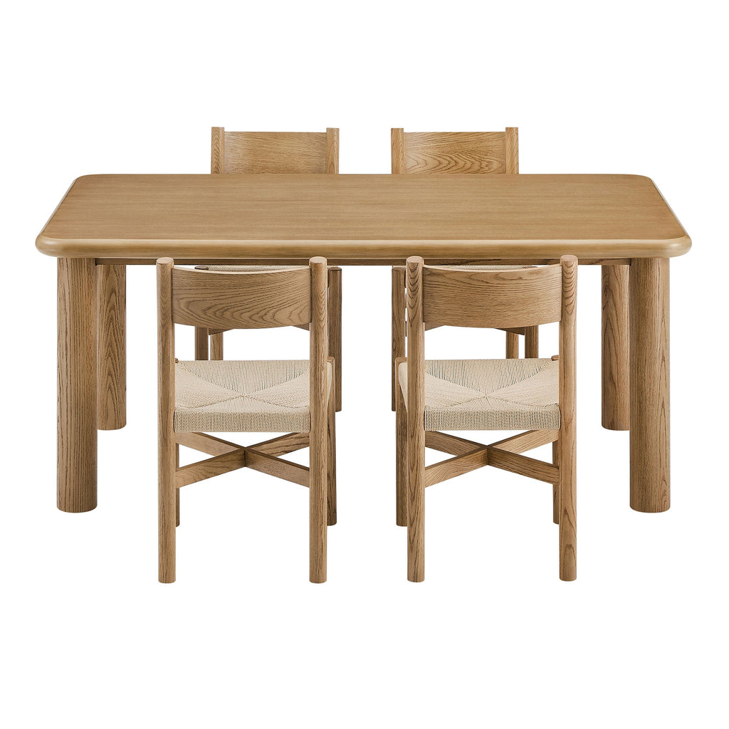 Ensemble table et chaises de salle à manger 5 pièces Alvia en bois de chêne