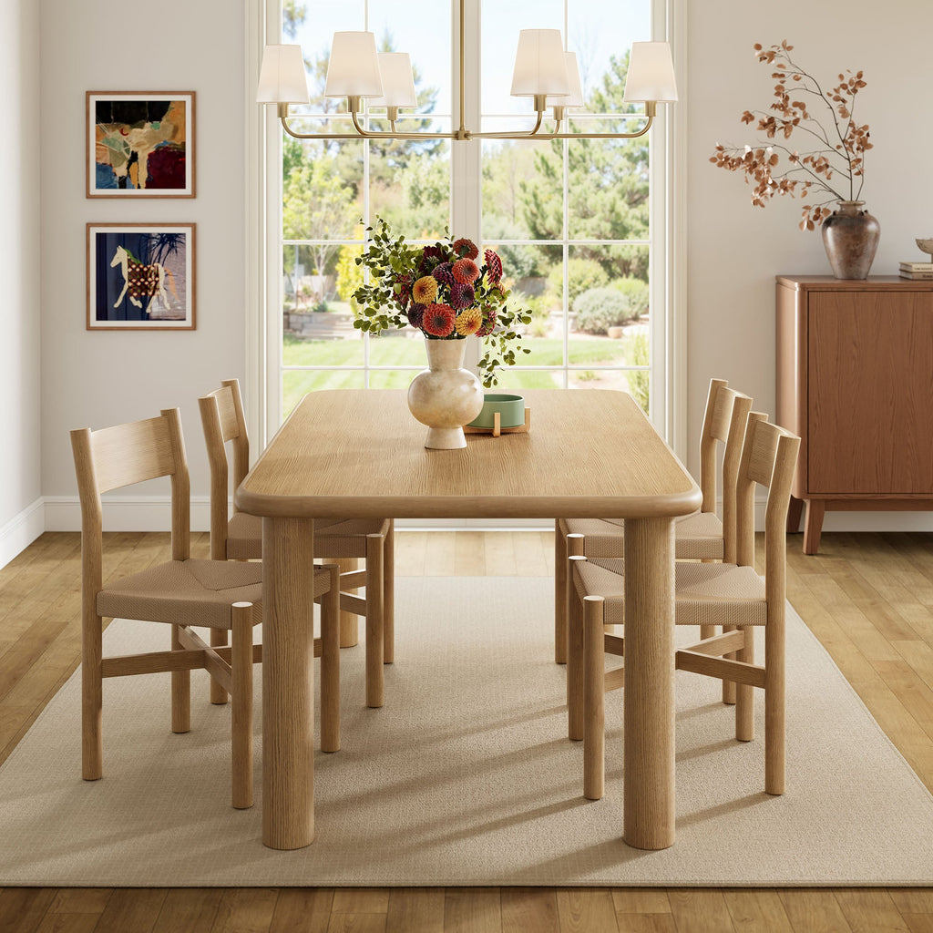 Ensemble table et chaises de salle à manger 5 pièces Alvia en bois de chêne