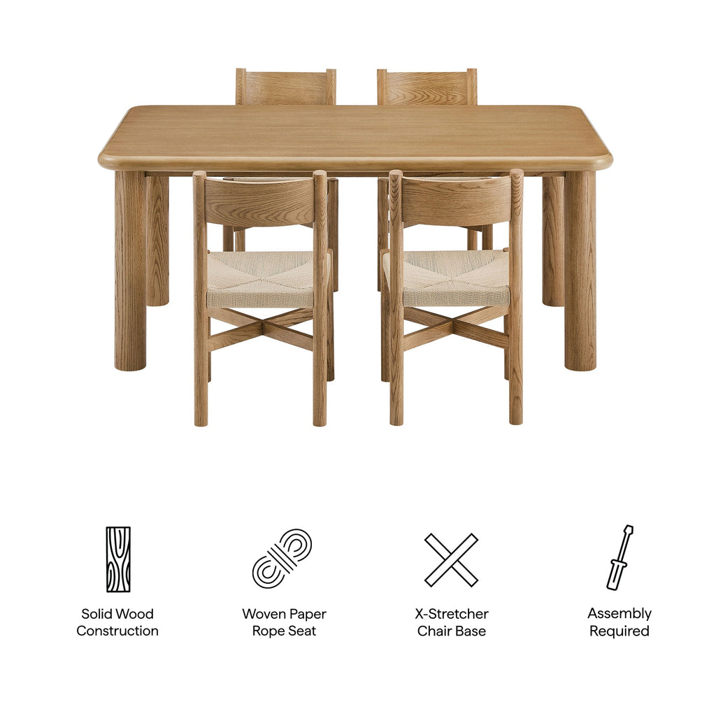 Ensemble table et chaises de salle à manger 5 pièces Alvia en bois de chêne