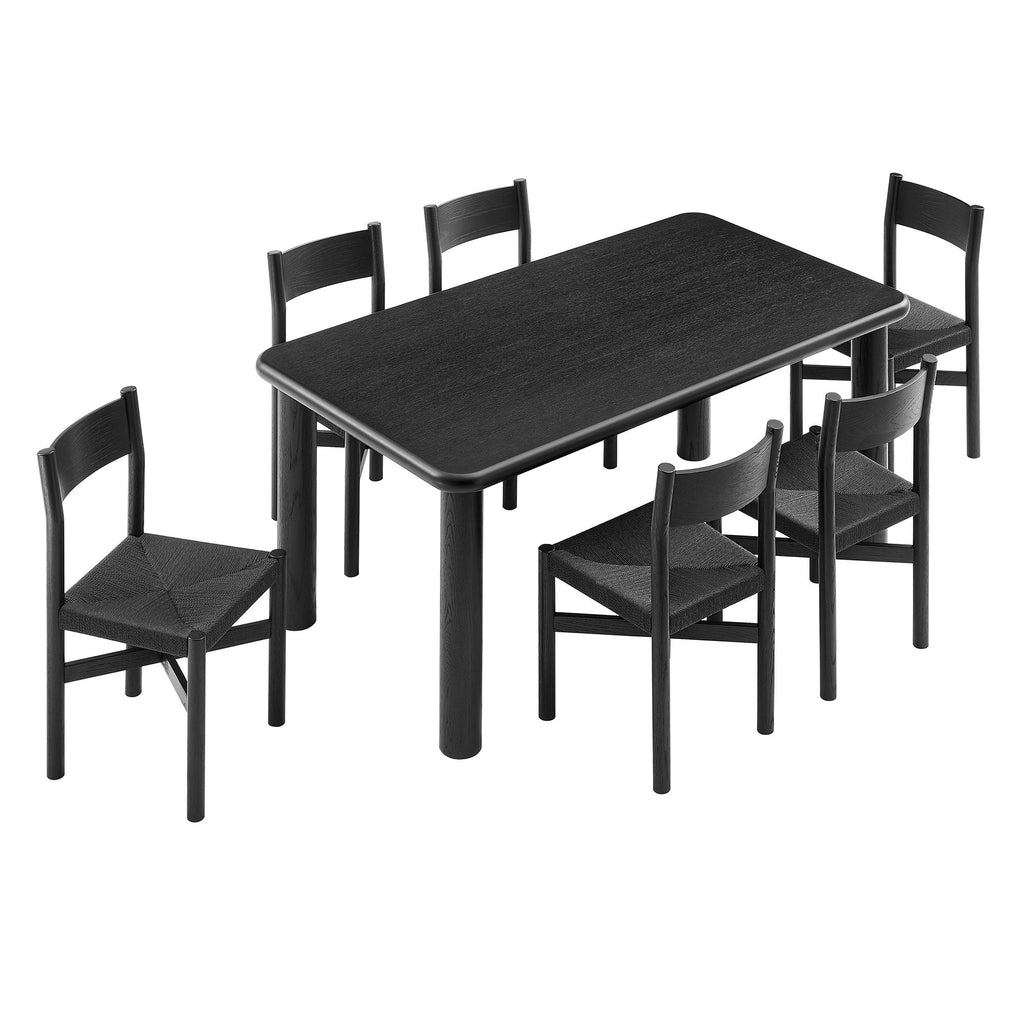Ensemble table et chaises de salle à manger en bois de chêne Alvia, 7 pièces