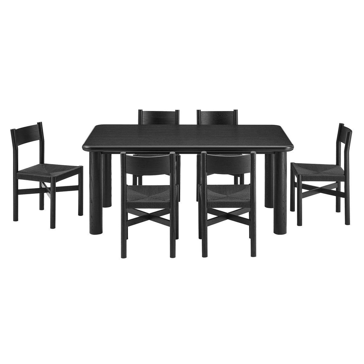 Ensemble table et chaises de salle à manger en bois de chêne Alvia, 7 pièces