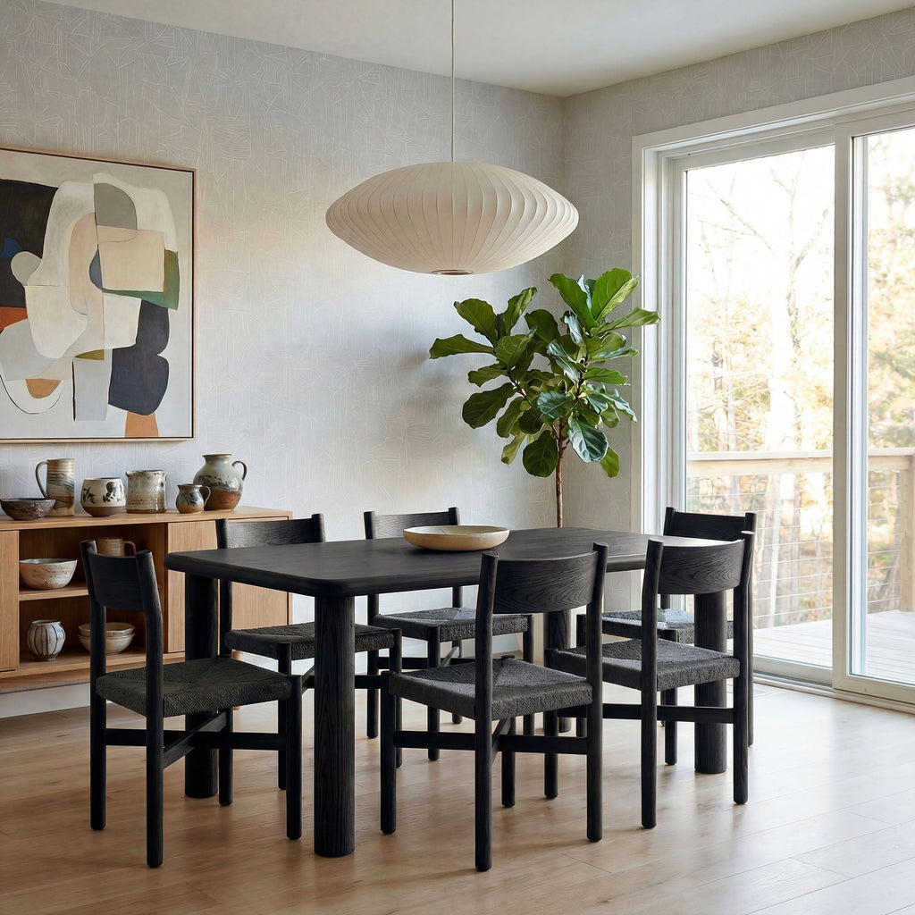 Ensemble table et chaises de salle à manger en bois de chêne Alvia, 7 pièces