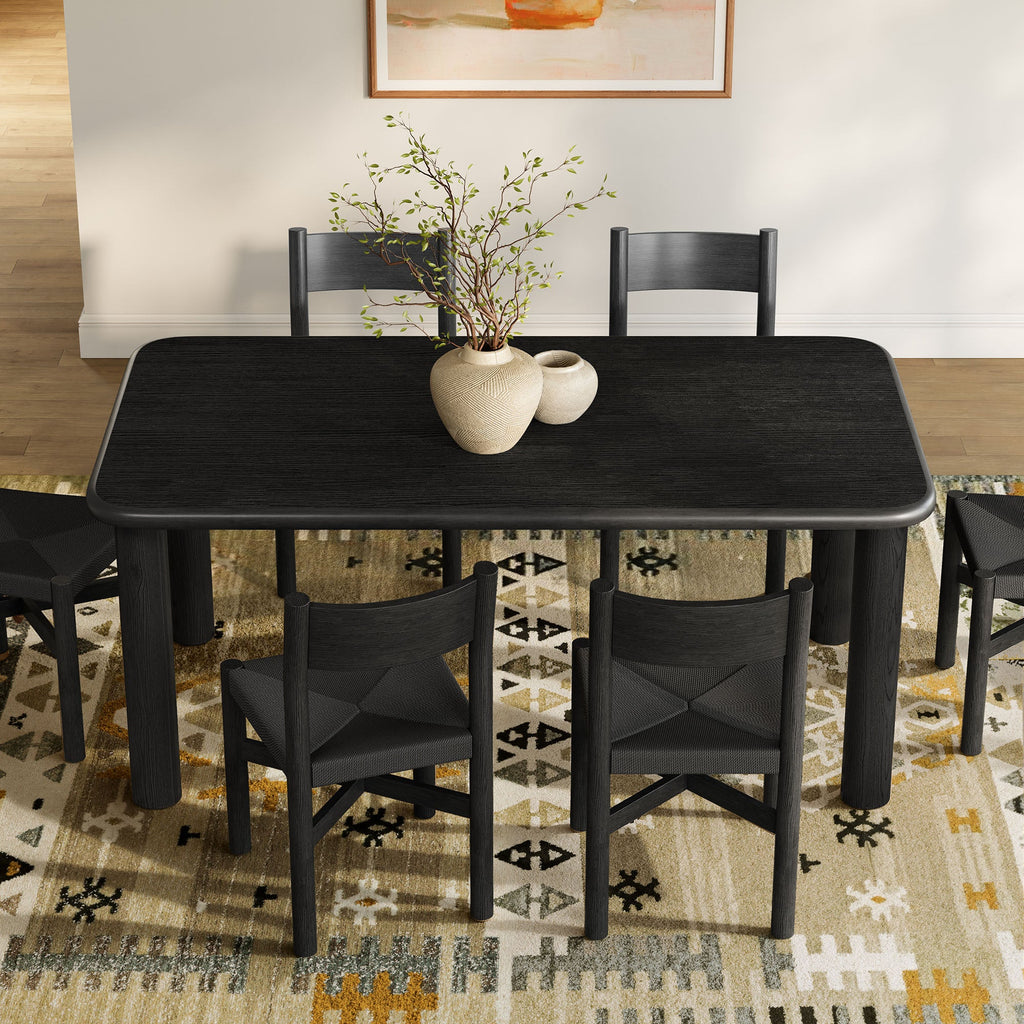 Ensemble table et chaises de salle à manger en bois de chêne Alvia, 7 pièces