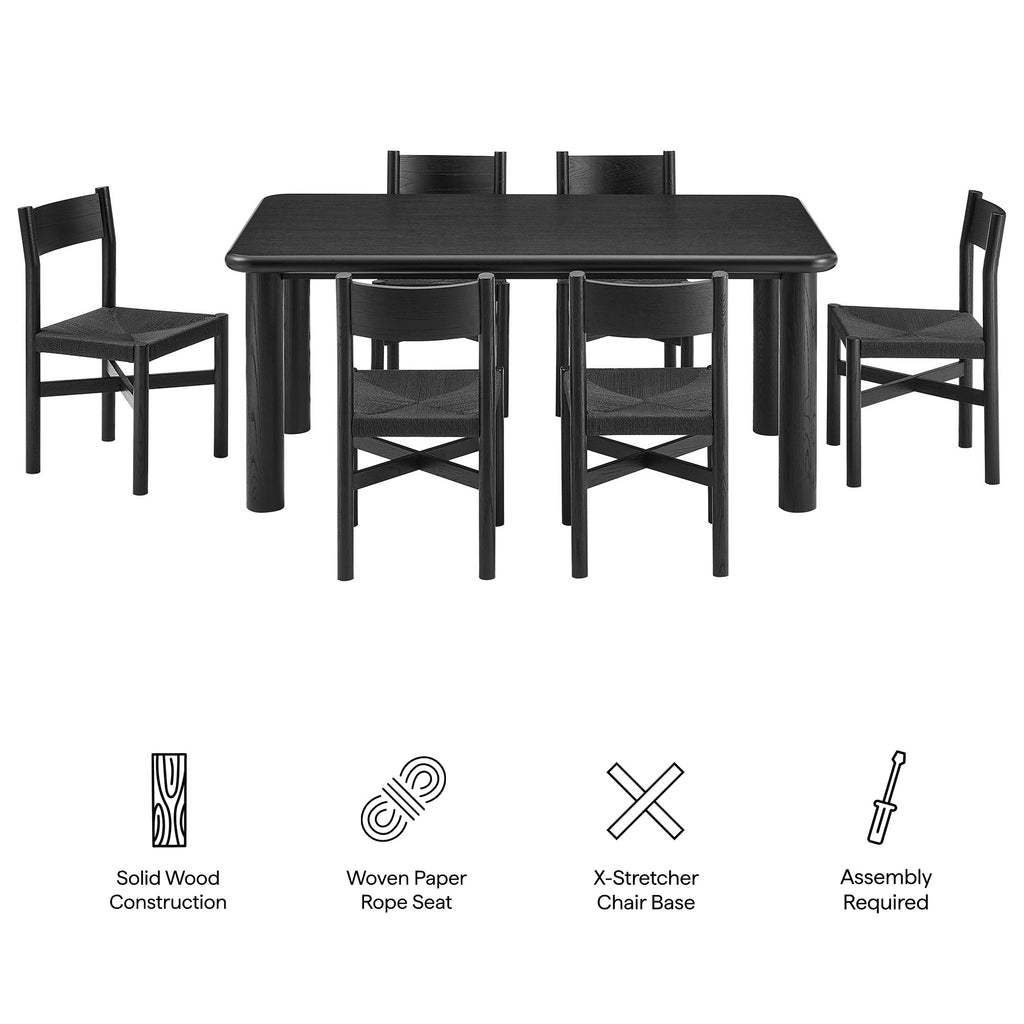 Ensemble table et chaises de salle à manger en bois de chêne Alvia, 7 pièces