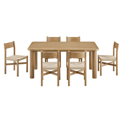 Ensemble table et chaises de salle à manger en bois de chêne Alvia, 7 pièces