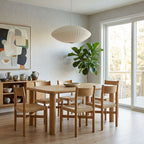 Ensemble table et chaises de salle à manger en bois de chêne Alvia, 7 pièces