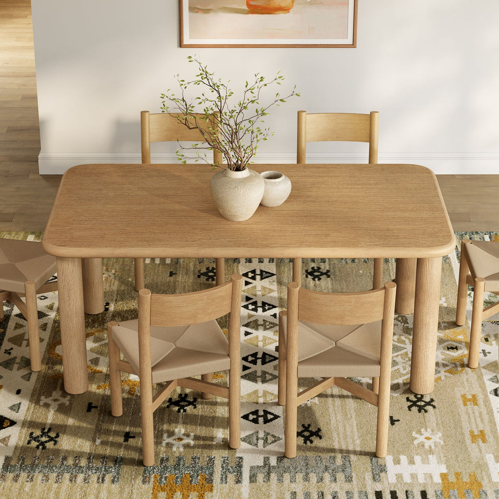 Ensemble table et chaises de salle à manger en bois de chêne Alvia, 7 pièces