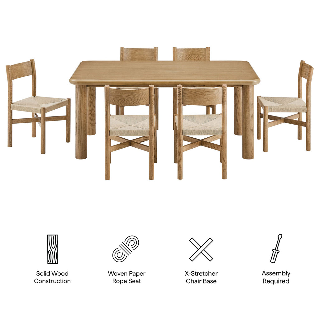 Ensemble table et chaises de salle à manger en bois de chêne Alvia, 7 pièces