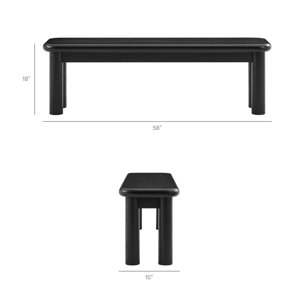 Ensemble table et bancs de salle à manger Alvia 3 pièces en bois de chêne