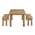 Ensemble table et bancs de salle à manger Alvia 3 pièces en bois de chêne
