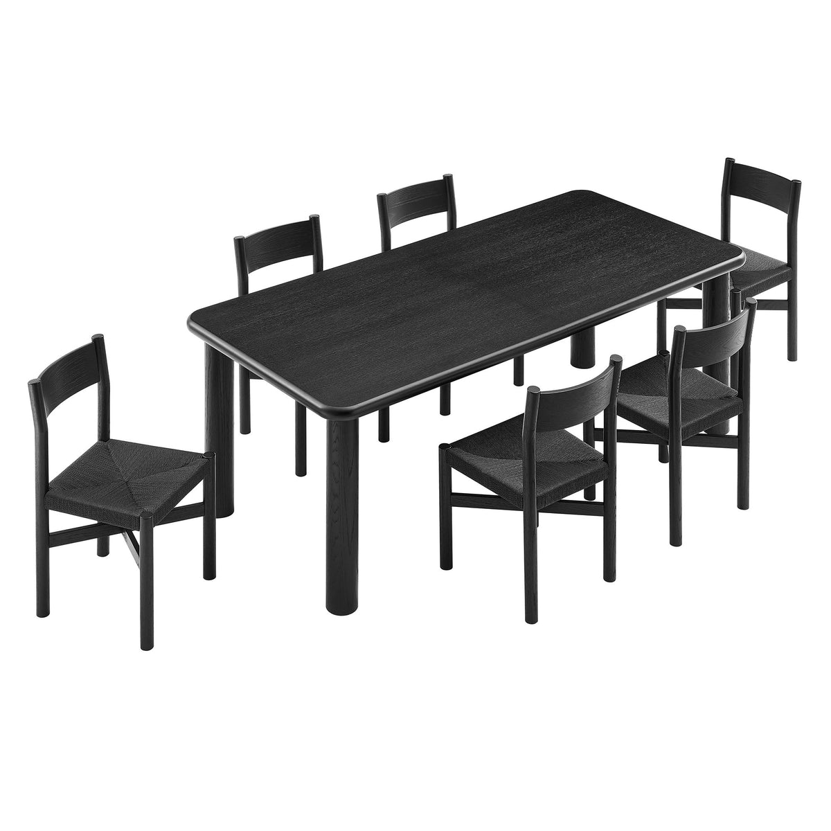 Ensemble de salle à manger Alvia 7 pièces avec table extensible et chaises en bois de chêne