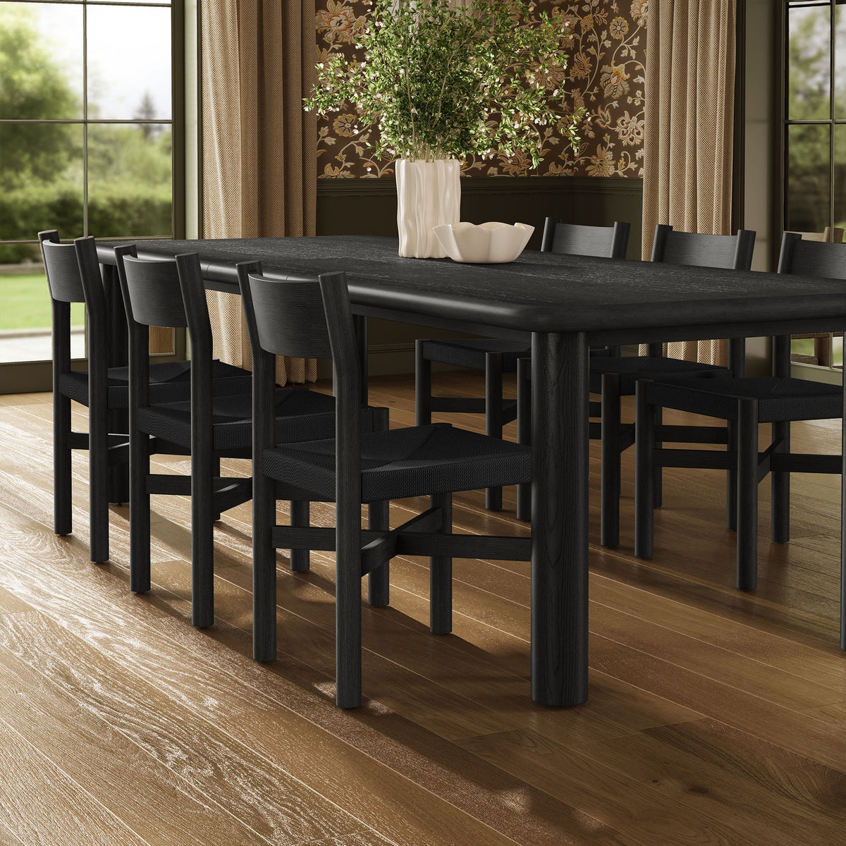 Ensemble de salle à manger Alvia 7 pièces avec table extensible et chaises en bois de chêne