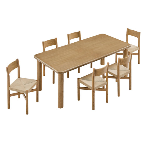 Ensemble de salle à manger Alvia 7 pièces avec table extensible et chaises en bois de chêne