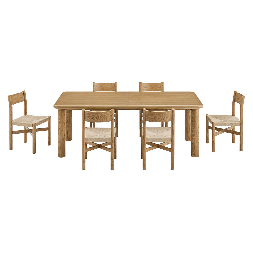 Ensemble de salle à manger Alvia 7 pièces avec table extensible et chaises en bois de chêne