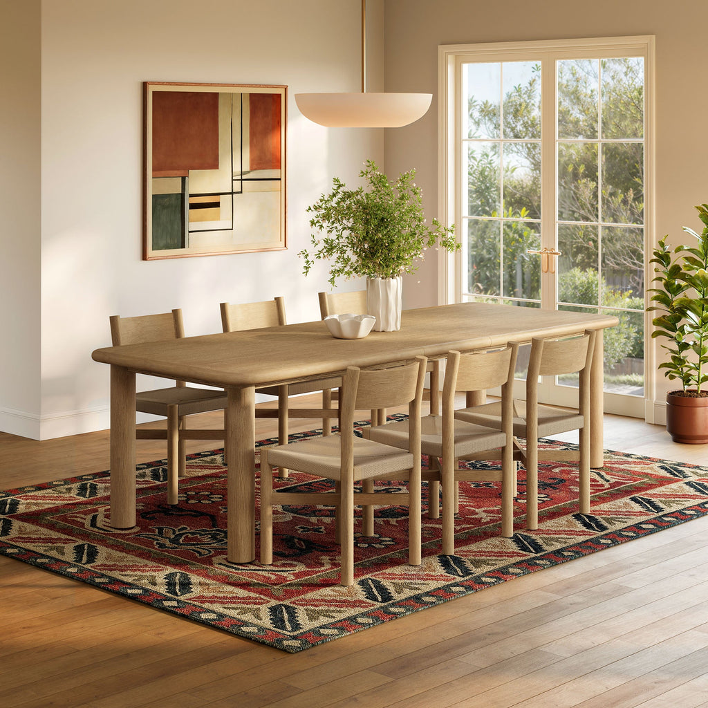 Ensemble de salle à manger Alvia 7 pièces avec table extensible et chaises en bois de chêne