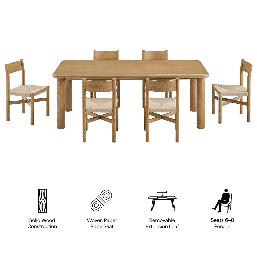 Ensemble de salle à manger Alvia 7 pièces avec table extensible et chaises en bois de chêne
