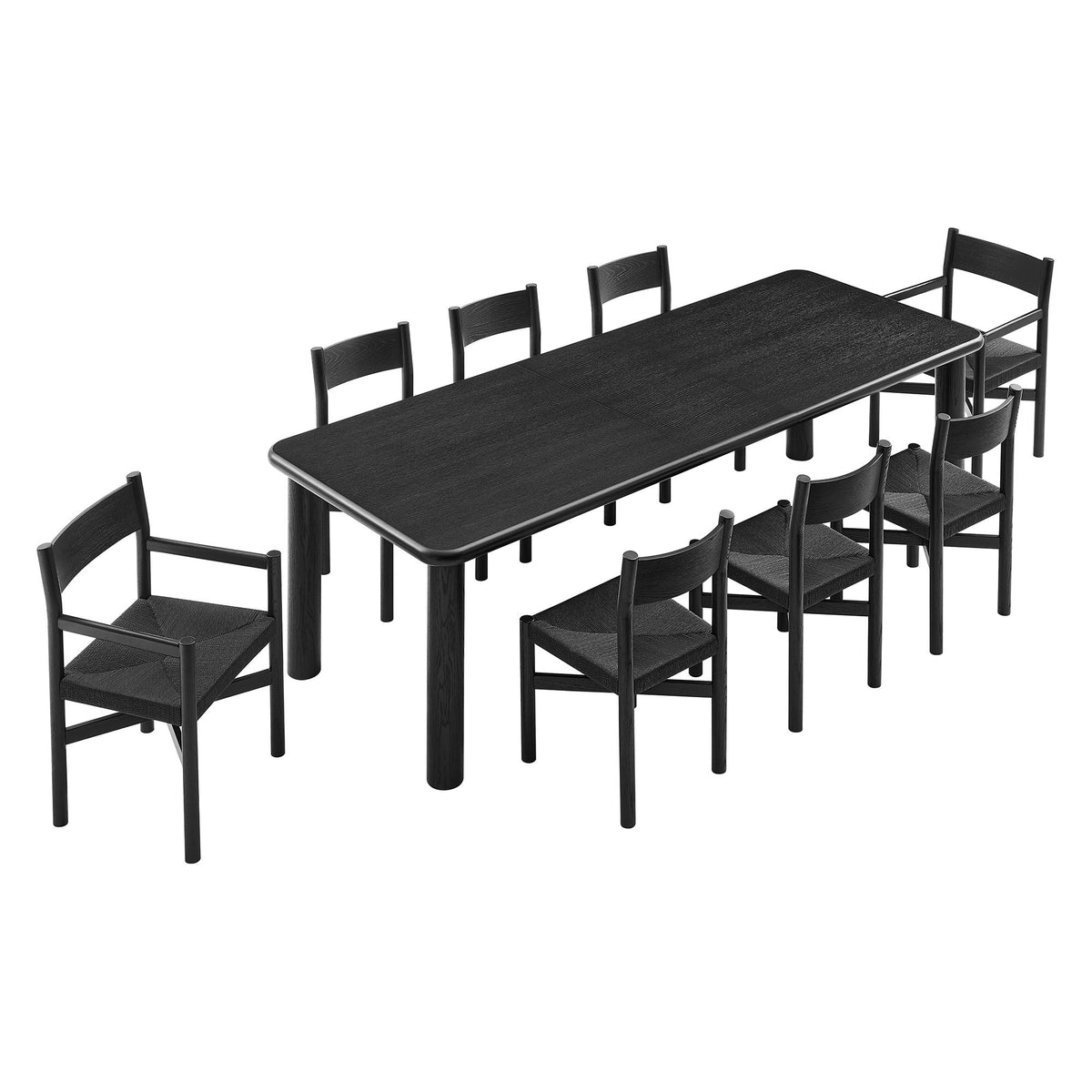 Ensemble table à manger extensible et chaises 9 pièces en bois de chêne Alvia