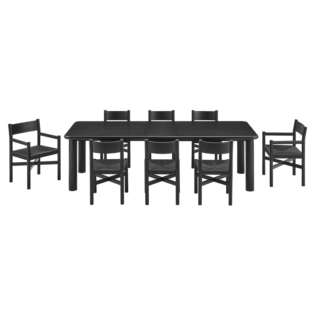 Ensemble table à manger extensible et chaises 9 pièces en bois de chêne Alvia
