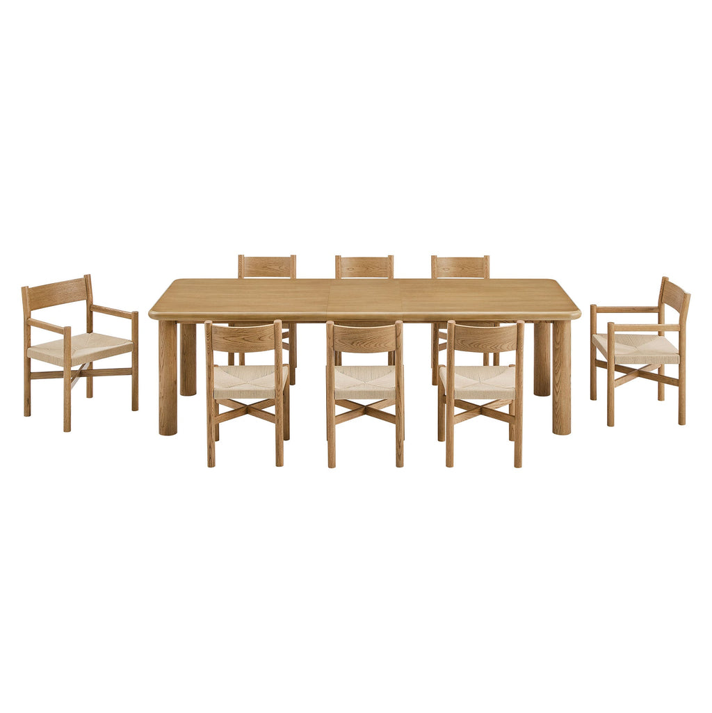 Ensemble table à manger extensible et chaises 9 pièces en bois de chêne Alvia