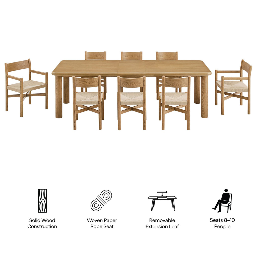 Ensemble table à manger extensible et chaises 9 pièces en bois de chêne Alvia
